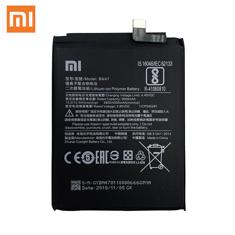 باتری اصلی موبایل شیائومی مدل BN-47 ظرفیت 4000 میلی آمپرساعت مناسب برای گوشی شیائومی Redmi 6 Pro / Mi A2 Lite