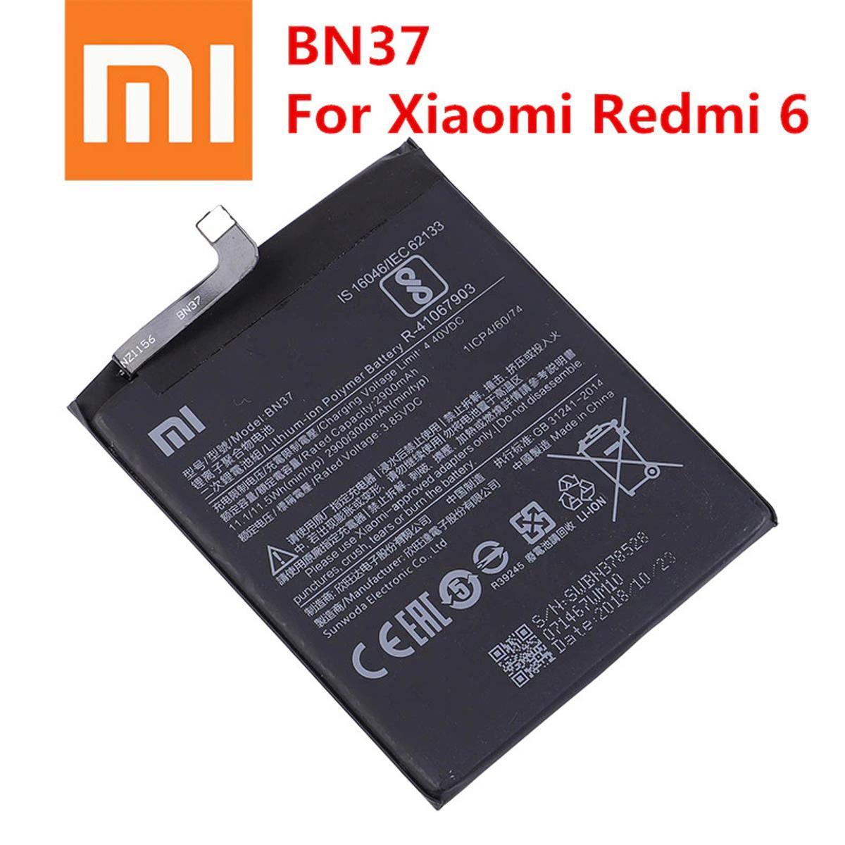 باتری اصلی موبایل شیائومی مدل BN-37 ظرفیت 3000 میلی آمپرساعت مناسب برای گوشی شیائومی Redmi 6 / Redmi 6A