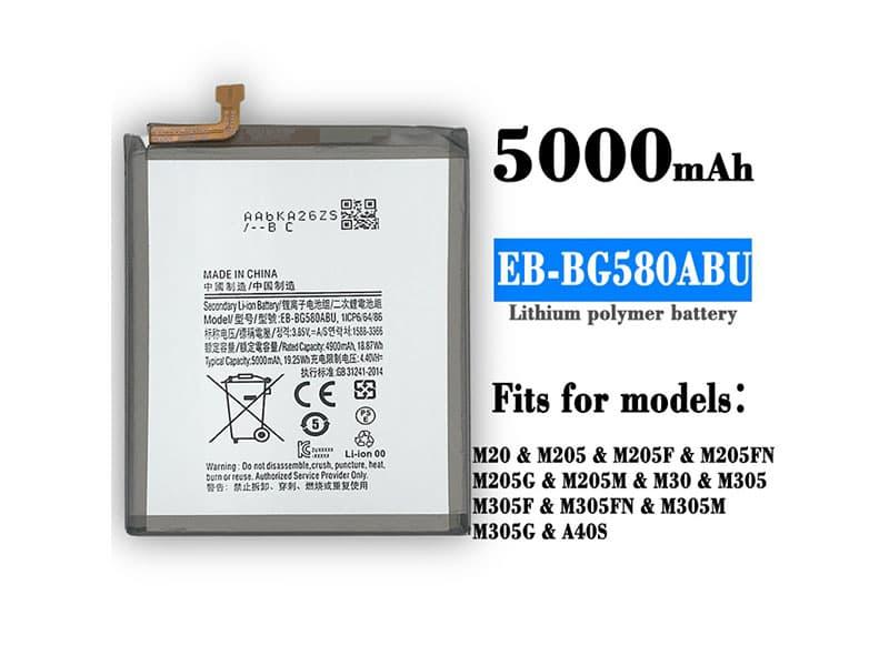 باتری اصلی موبایل سامسونگ مدل EB-BG580ABU ظرفیت 5000 میلی آمپرساعت مناسب برای گوشی سامسونگ M20 / M30 / A40s